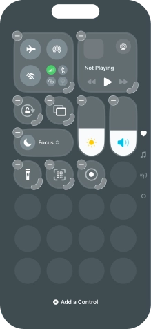 Press Add a Control and follow the instructions on the screen to add the required function to Control Centre. Press Add a Control and follow the instructions on the screen to add the required function to Control Centre.