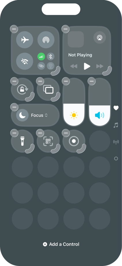 Press Add a Control and follow the instructions on the screen to add the required function to Control Centre. Press Add a Control and follow the instructions on the screen to add the required function to Control Centre.