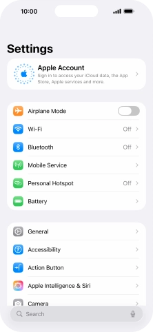 Press Apple Account.