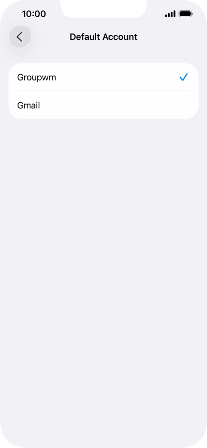 Press the required email account to select the email account as your default account.
