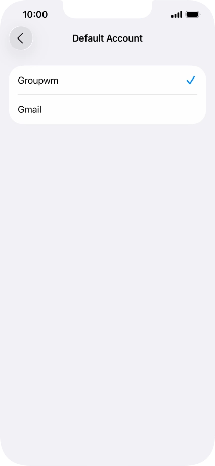 Press the required email account to select the email account as your default account.