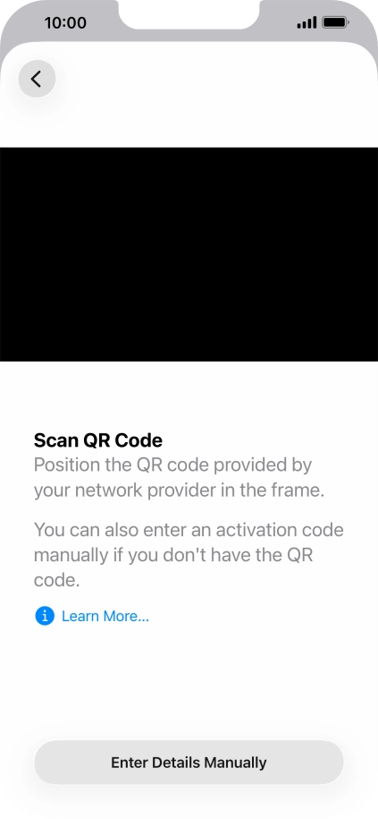 Place the QR code you've received inside the phone camera frame to scan the code. If you’ve deleted your eSIM, you can re-add it using your existing QR code. If you’re having problems, see our FAQ. Place the QR code you've received inside the phone camera frame to scan the code. If you’ve deleted your eSIM, you can re-add it using your existing QR code. If you’re having problems, see our FAQ.