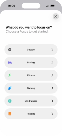 Press the required focus mode and follow the instructions on the screen to add the selected focus mode. Press the required focus mode and follow the instructions on the screen to add the selected focus mode.