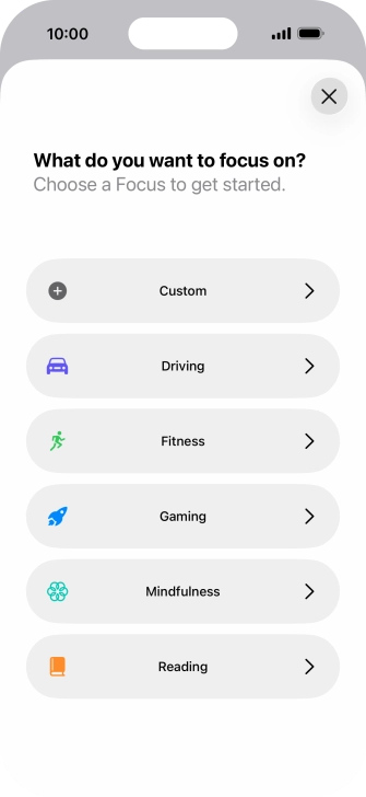 Press the required focus mode and follow the instructions on the screen to add the selected focus mode. Press the required focus mode and follow the instructions on the screen to add the selected focus mode.