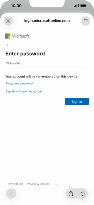 Press Password and key in the password for your email account.