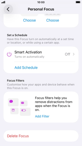 Press the required setting below 