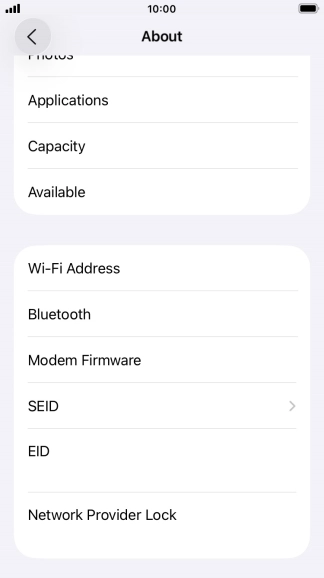 Your phone's EID number is displayed below EID.