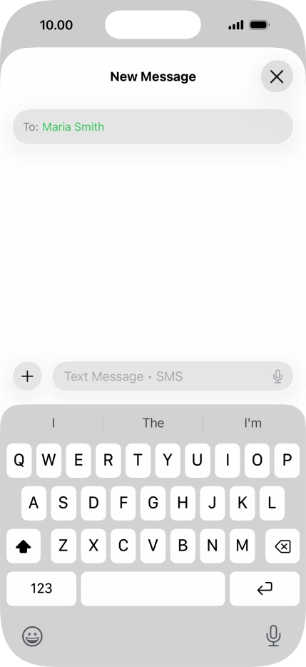 Press the microphone icon and say the required text.
