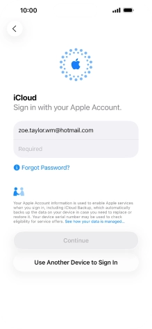 Press Required and key in the password for your Apple Account.