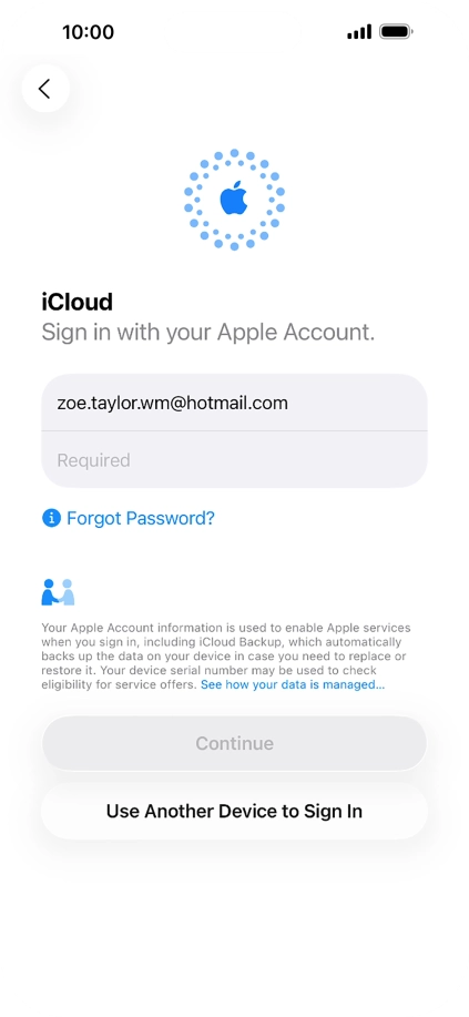 Press Required and key in the password for your Apple Account.