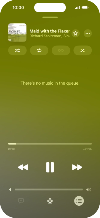 Press the shuffle icon to turn the function on or off.