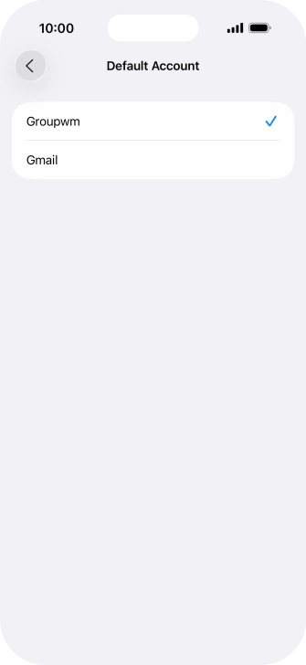 Press the required email account to select the email account as your default account.