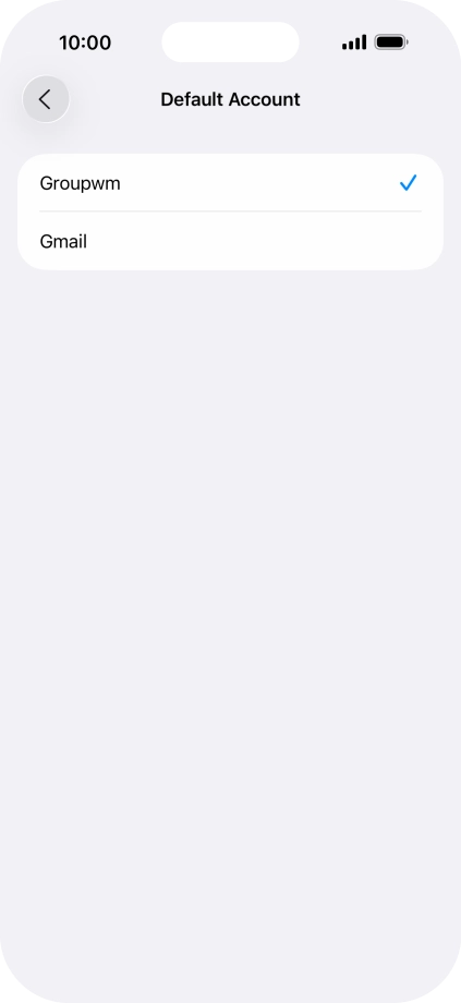 Press the required email account to select the email account as your default account.