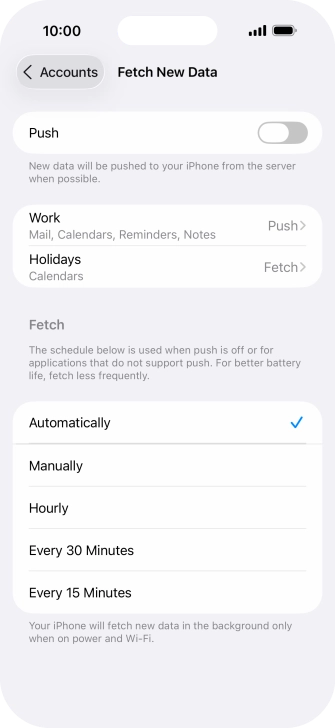 If you turn off the function, press the required setting.