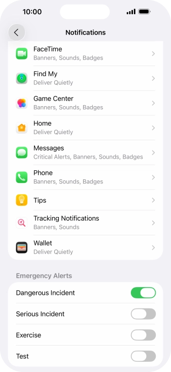 Press the required application.