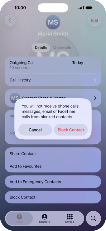 Press Block Contact.