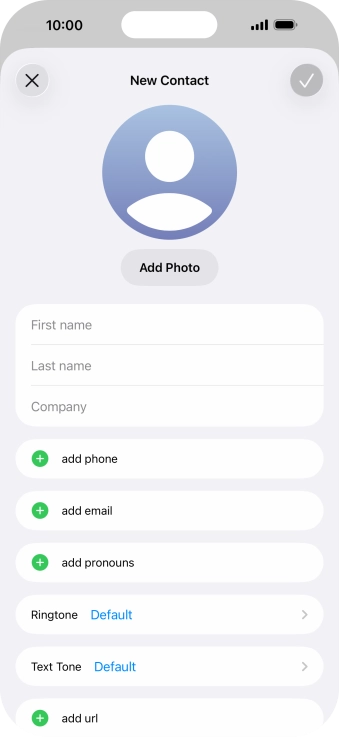 Press First name and key in the first name.