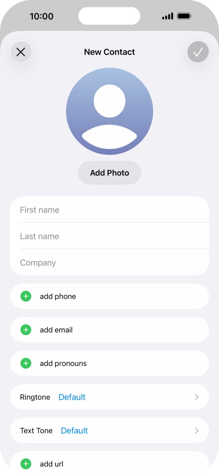 Press First name and key in the first name.