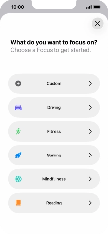Press the required focus mode and follow the instructions on the screen to add the selected focus mode.