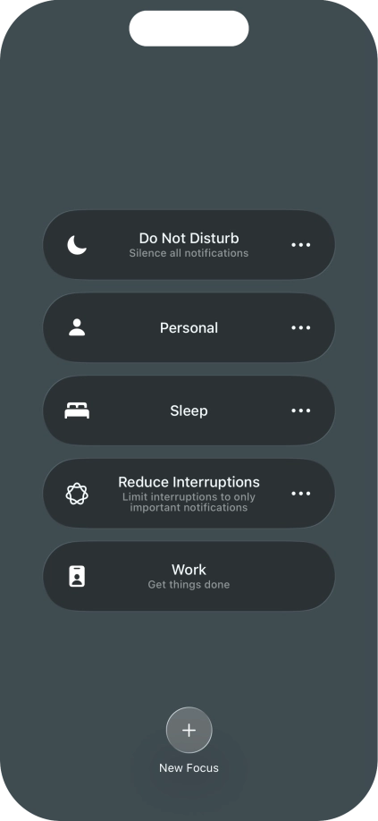 Press the required focus mode to activate or deactivate it immediately. Press the required focus mode to activate or deactivate it immediately.