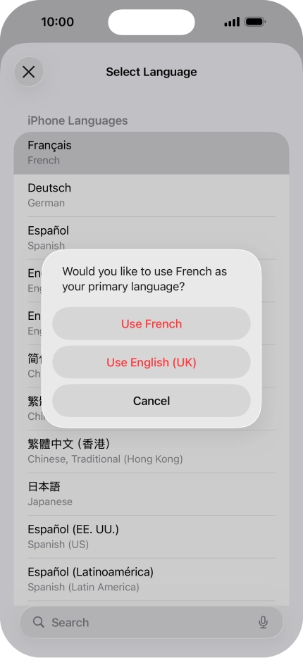 To select the new language as the default phone language, press Use ‹language›. To select the new language as the default phone language, press Use ‹language›.