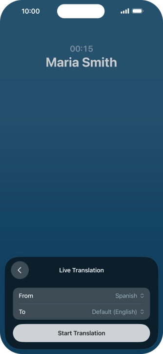 Press Start Translation to use Live Translation during your call.