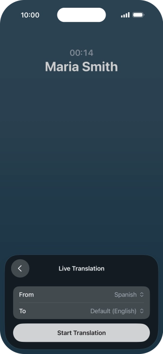 Press Start Translation to use Live Translation during your call.