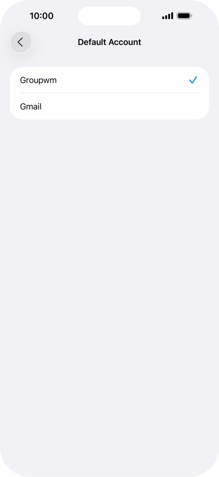Press the required email account to select the email account as your default account.