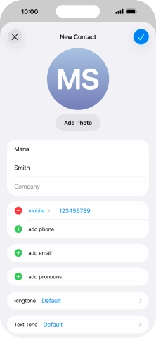 Press the confirm icon.