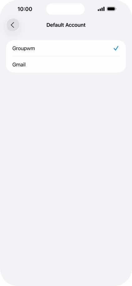 Press the required email account to select the email account as your default account.