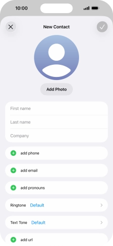 Press First name and key in the first name. Press First name and key in the first name.