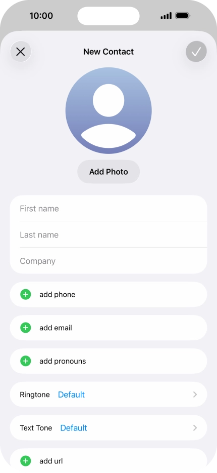 Press First name and key in the first name. Press First name and key in the first name.