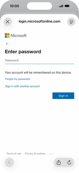 Press Password and key in the password for your email account.