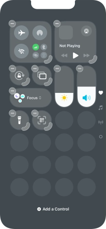 Press Add a Control and follow the instructions on the screen to add the required function to Control Centre.