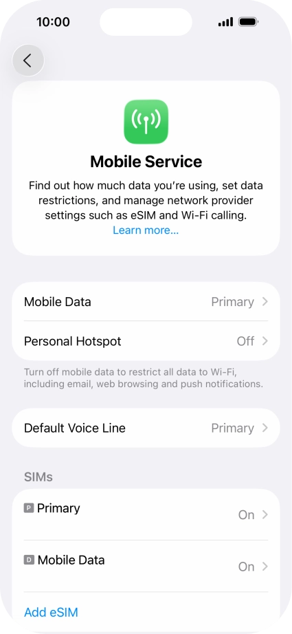 Press Mobile Data. Press Mobile Data.