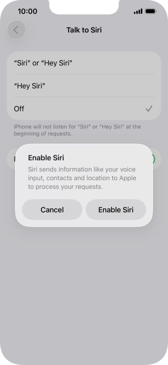 Press Enable Siri.