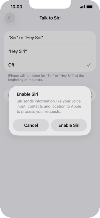 Press Enable Siri.