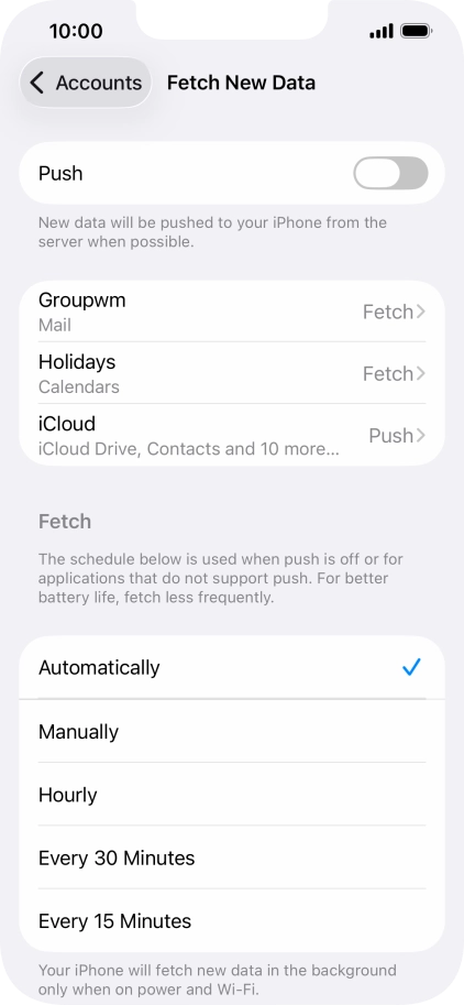 If you turn off the function, press the required setting.