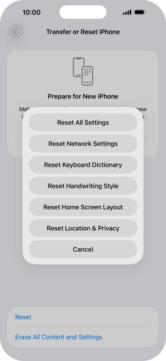 Press Reset All Settings.