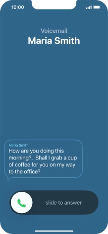 The call will be forwarded to your voicemail, and a transcription of the recorded message is displayed.