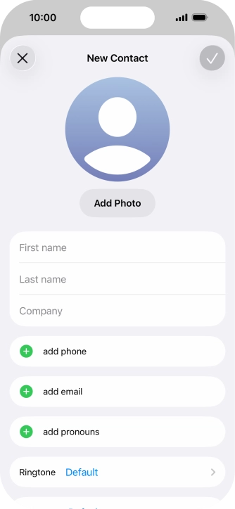 Press First name and key in the first name. Press First name and key in the first name.