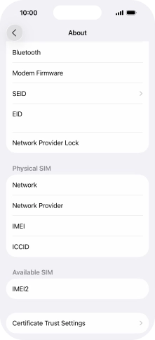 Your phone's EID number is displayed below EID.