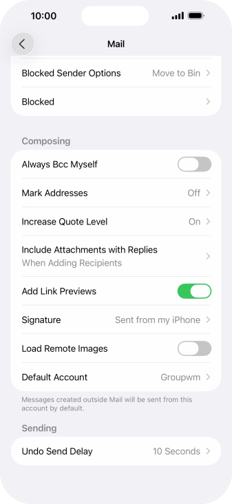 Press Default Account.