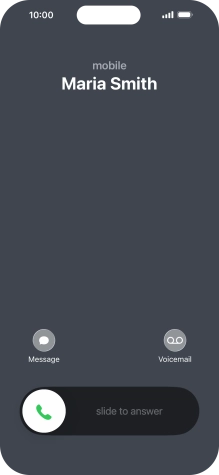 Press and drag the accept call icon right. Press and drag the accept call icon right.