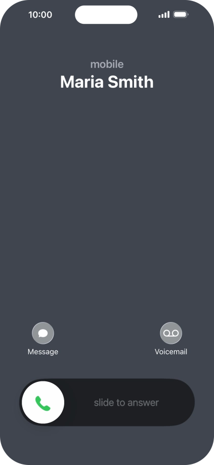 Press and drag the accept call icon right. Press and drag the accept call icon right.