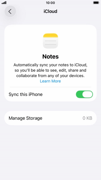 Press the indicator to turn synchronisation of each app on or off. Press the indicator to turn synchronisation of each app on or off.