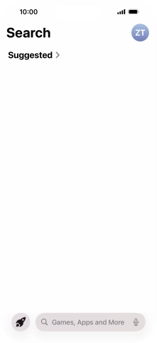 Press the search field and key in the name or subject of the required app.