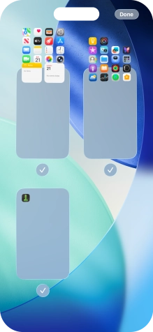 Press the field below the required home screen page to turn page view on or off.