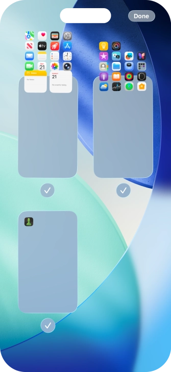 Press the field below the required home screen page to turn page view on or off.