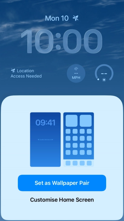 To use the same colour theme on the home screen, press Set as Wallpaper Pair. To use the same colour theme on the home screen, press Set as Wallpaper Pair.